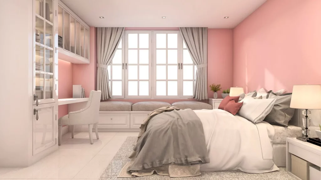 cat kamar merah muda